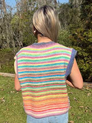 Rainbow Striped Sweater Vest