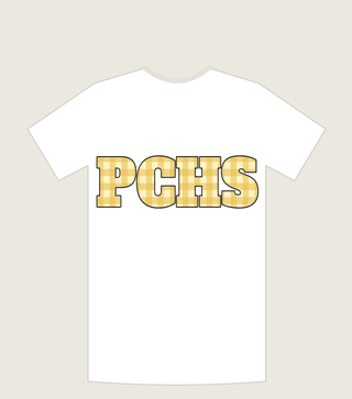 PCHS in Gingham tee on white
