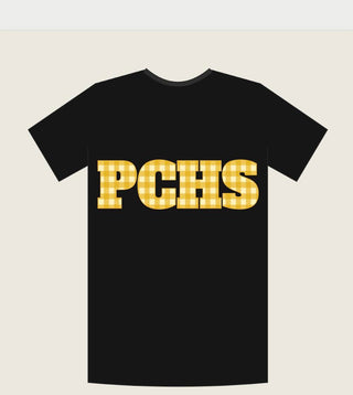 PCHS in Gingham tee on black