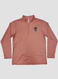 Youth red and white striped long-sleeve shirt with a NC State logo on a light gray background