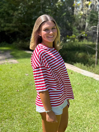 Red & White Striped Top