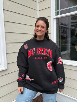 NC State University Black Patch Mockneck