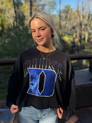 Duke Blue Devil Cropped Sequenced Sweatshirt- Gameday Social
