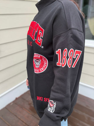NC State University Black Patch Mockneck