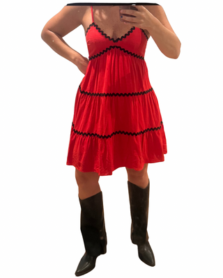 Red And Black Wavy Mini Dress