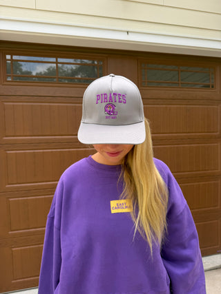 Grey ECU Pirates Football Hat