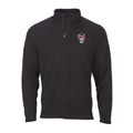 Black quarter zip with a NC State embroderied wolf on the chest against a white background