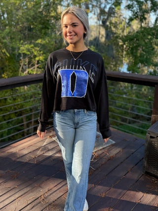 Duke Blue Devil Cropped Sequenced Sweatshirt- Gameday Social