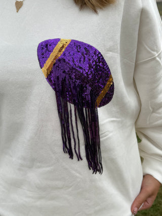 Football Sequin Fringe Sweatshirt