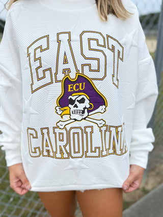 East Carolina University Star Embossed Crewneck- Gameday Couture