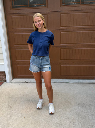 UNC Denim Patch Shorts