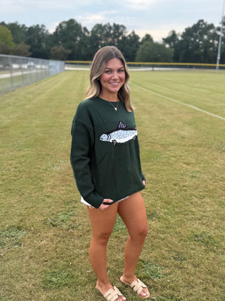 Dark Green Fish Sweater