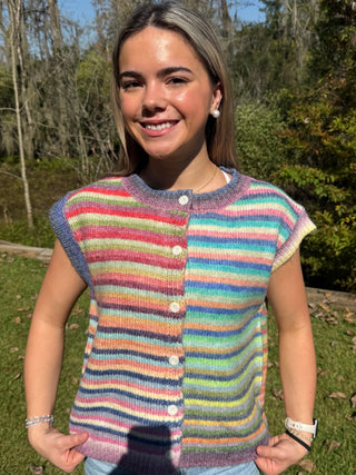 Rainbow Striped Sweater Vest