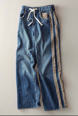 Utility Wide Leg Stripe Jeans