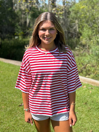 Red & White Striped Top