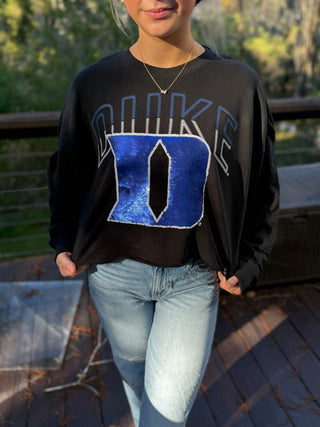 Duke Blue Devil Cropped Sequenced Sweatshirt- Gameday Social
