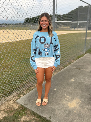UNC Embroidered Patch Cropped Sweatshirt- Gameday Social