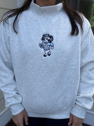 UNC Embroidered Ram Mockneck