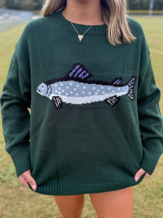 Dark Green Fish Sweater