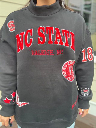 NC State University Black Patch Mockneck
