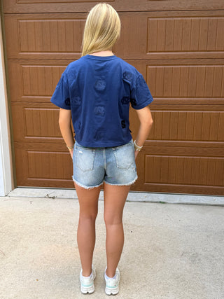 UNC Embroidered Crop Top