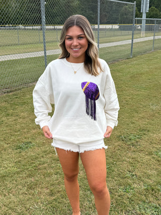 Football Sequin Fringe Sweatshirt