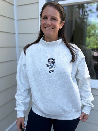 UNC Embroidered Ram Mockneck