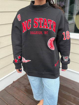 NC State University Black Patch Mockneck