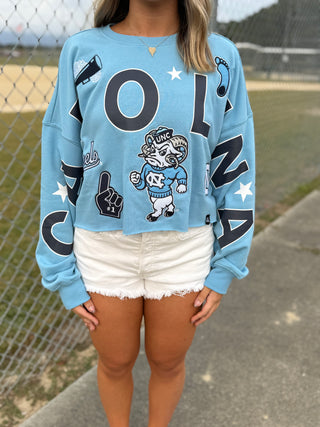 UNC Embroidered Patch Cropped Sweatshirt- Gameday Social