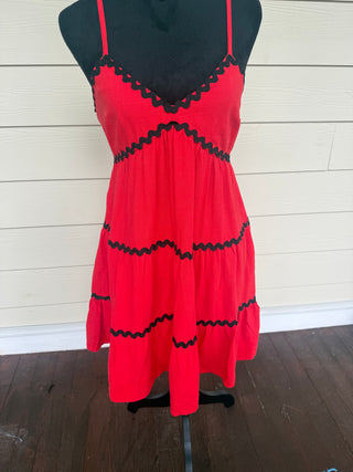 Red And Black Wavy Mini Dress
