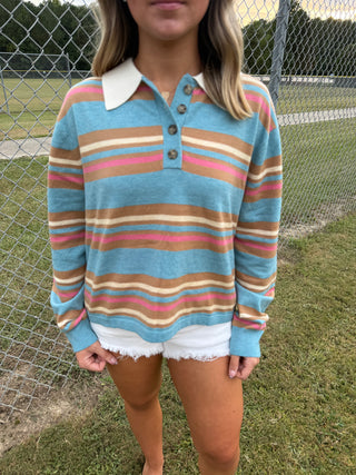 Striped Collared Sweater