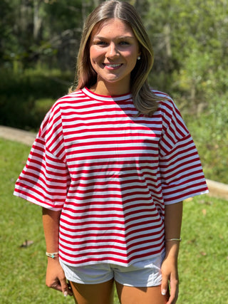 Red & White Striped Top