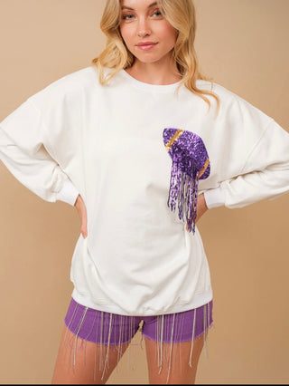 Football Sequin Fringe Sweatshirt