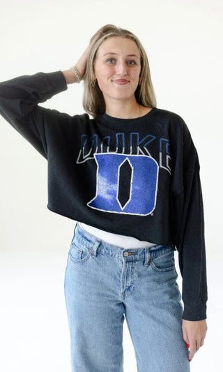 Duke Blue Devil Cropped Sequenced D Sweatshirt