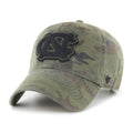 Camouflage baseball cap with UNC embodied on it on a white background