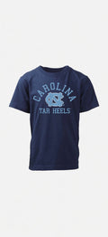 Navy blue t-shirt with 'Carolina Tar Heels' text and logo on a white background