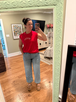 Yeehaw Mock Neck Short Sleeve Top