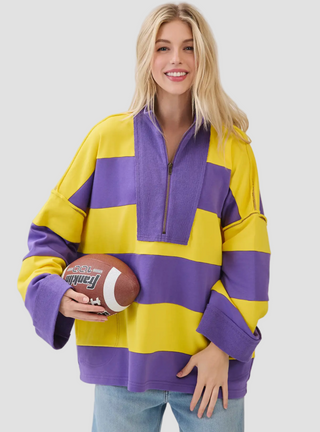 Purple and Yellow Striped Pullover