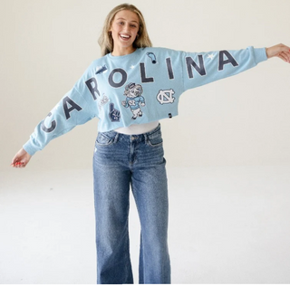 UNC Embroidered Patch Cropped Sweatshirt