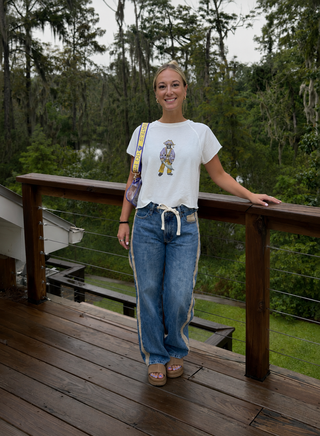 Utility Wide Leg Stripe Jeans