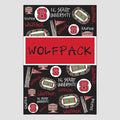 NC State University Wolfpack-themed flag with various elements with a white background