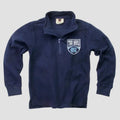 Navy youth blue pullover with a Tar Heels logo on a light gray background