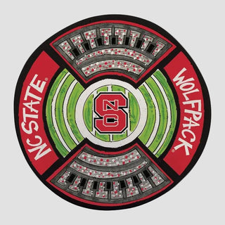 Circular logo with NC State Wolfpack serving platter on a white background